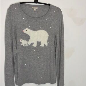 Talbots Gray Sweater with Polar Bear Motif